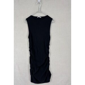 Reformation Black Sleeveless Ruched Midi Dress